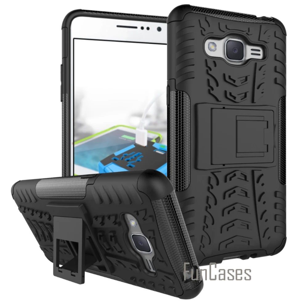 

For Samsung Galaxy Grand Prime Plus / J2 Prime SM-G532 5.0" PC+ Silicone Dual Layer Anti Shock 3D Rugged Grain Armor Case Cover