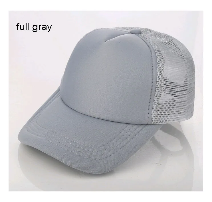 50 шт. Шляпы печать логотип клиента пользовательские летние шапки для взрослых человек изогнутый Дальнобойщик кепки для женщин Чистая бейсбольная шляпа для мужчин Snapback - Цвет: full gray