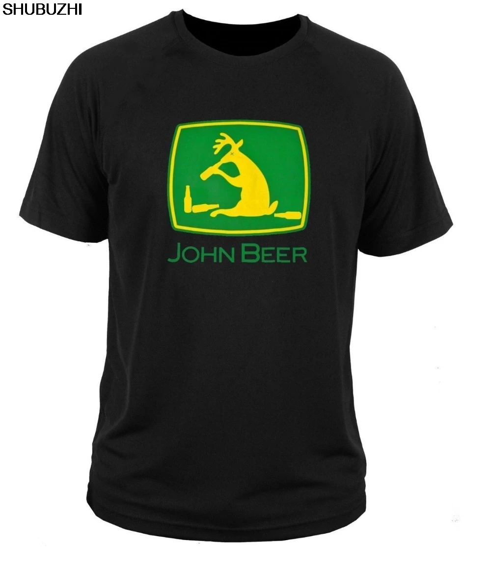 

Hip-Hop Splicing Tee Tops ShirtJohn Beer John Deer Funny Logo T-Shirt Size S To 3XL Crew Neck Regular Short sbz1188