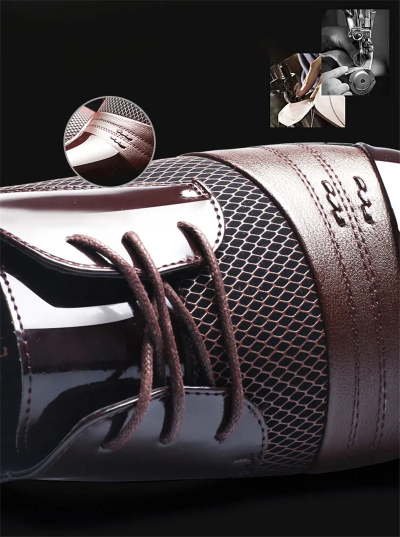 Мужские кожаные туфли оксфорды из искусственной кожи Мужские модельные туфли дышащие официальные туфли в деловом стиле на плоской подошве мужские свадебные туфли для торжеств 48
