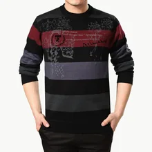 In Spring And Autumn The New Middle-aged Men Long Sleeve Printed Knit Men’s Round Neck Dad Installed The Thin Sweater Sale
