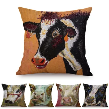 

Nordic Highland Farm Animal Cow 3D Oil Painting Art Home Decorative Sofa Throw Pillow Case Museum Gallery Decor Cushion Cover