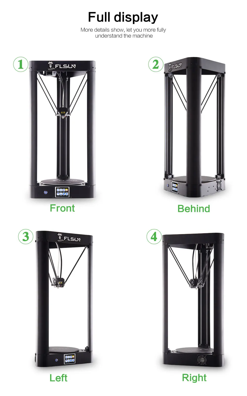 FLSUN QQ-S Delta Kossel 3d принтер высокоскоростной большой размер печати 3D-принтер автоматическое выравнивание сенсорный экран Wifi