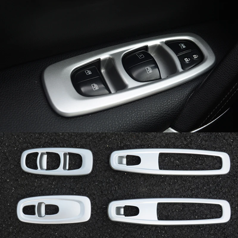 

For Renault Kadjar 2016 2017 2018 ABS Chrome Trim Chromium Styling Car Window Lifter Covers Interior Decoration Auto Accessories