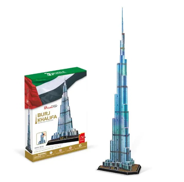 

Educational toy 1pc CubicFun Burj Khalifa Dubai Tower 3D paper DIY jigsaw puzzle world famous model building kits gift toy
