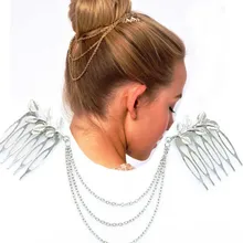 1 шт. приспособление для плетения кос для волос женские украшения для волос цепочки с листьями кисточки волосы полосы гребни инструмент для укладки 2U919