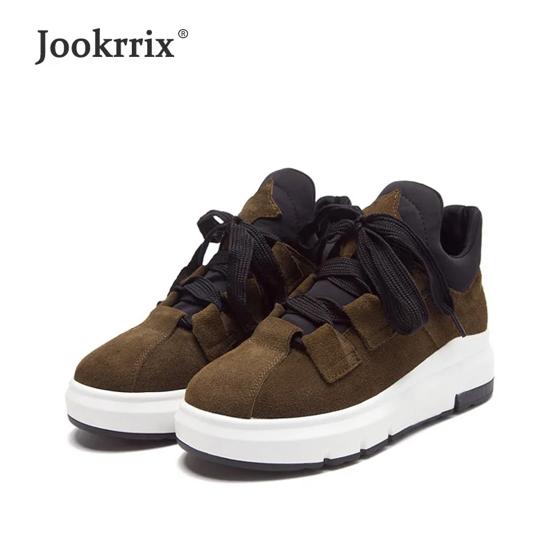 

Jookrrix 2018 New Casual Shoes Women Brand Platform Sneakers Lady chaussure Autumn Female Footware Cross-tied Girl Flats Black