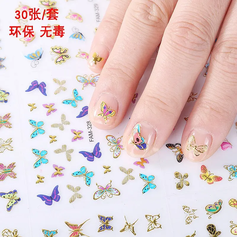High quality 30 sheets 3D Design decal nail art decorations Transfer stickers Decals manicure supplie tools | Красота и здоровье