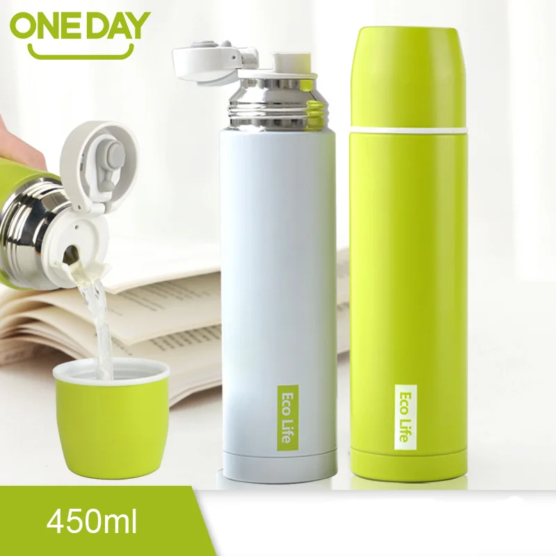 cheap ONEDAY Thermal Cup 450ml Thermoses Bullet For Coffee Insulated Drinkware Stainless Steel Vacuum Flasks Water Bottle Tumbler Cup