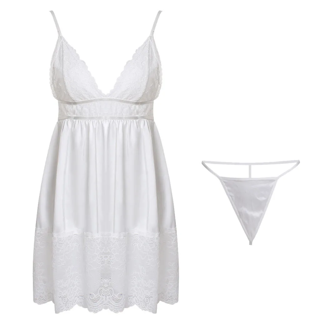 

Robe Moulante Femme Sexy Bandage Plus Size Nightwear Robes Nightgown Suit Long Babydoll 2PC Sleepwear Women Night Dress