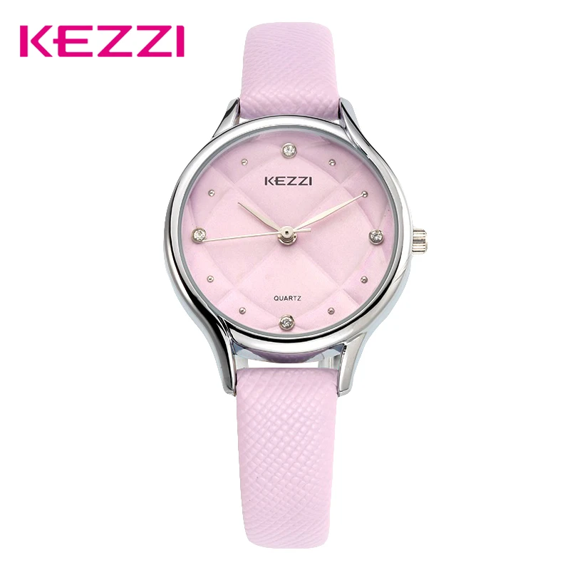 

KEZZI Wrist Quartz Women Watches Diamond Girl Luxury Casual Leather Waterproof Clock 2019 Rose Gold Silver Ladies Watch