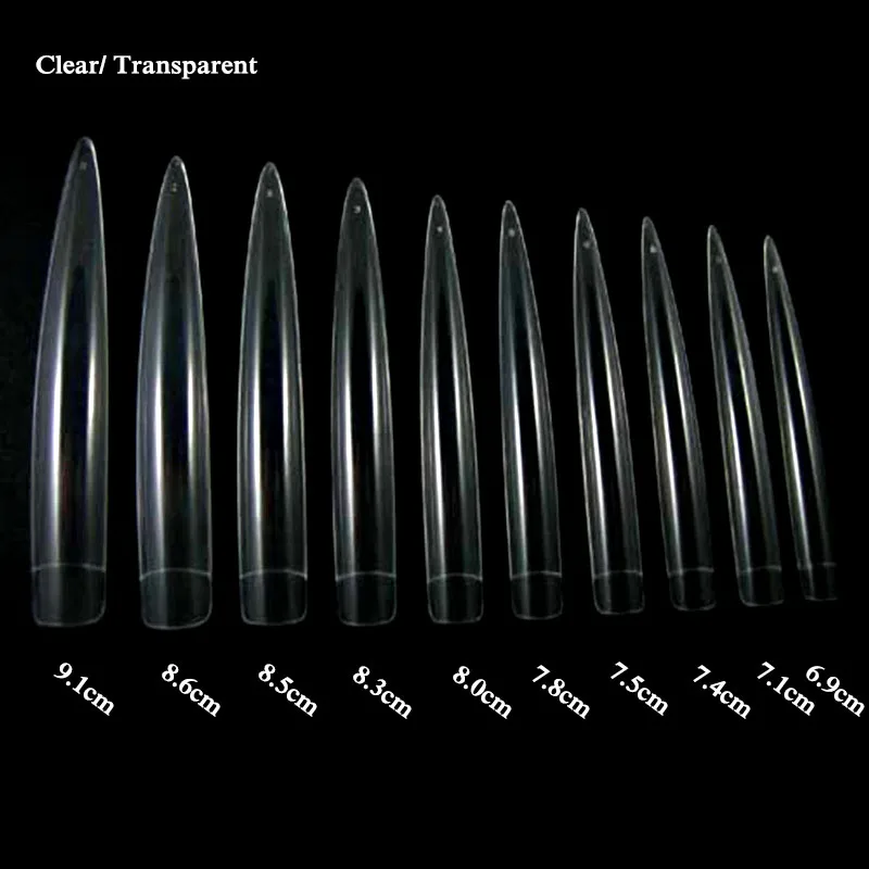 Yiday прозрачный белый натуральный 50 x супер длинные острые ногти-стилеты накладные кончики для 3D акриловый УФ гель для ногтей 5,6-9,1 см