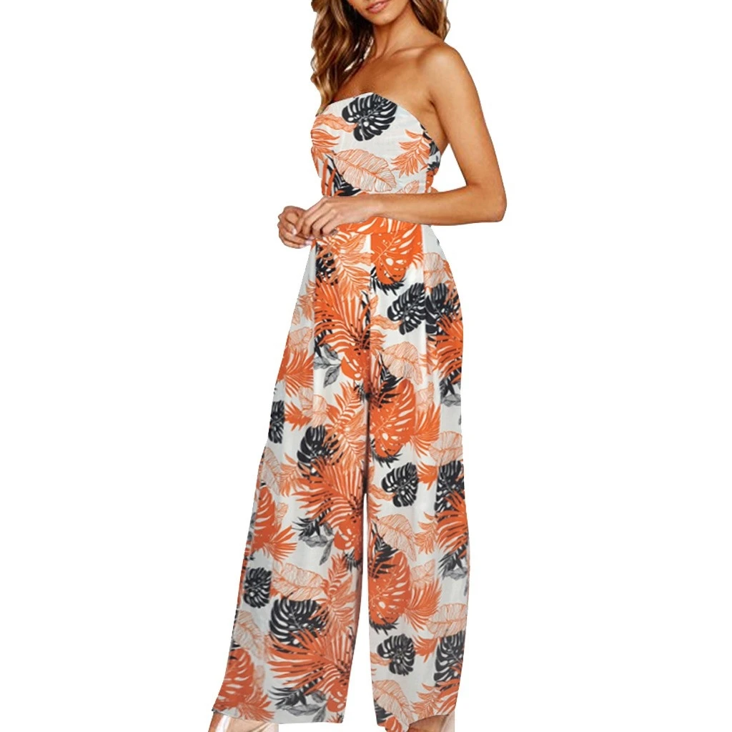 JAYCOSIN  2019 Fashion Women Holiday Wide Leg Pants Long Jumpsuit Backless Strappy Playsuit  19JAN24