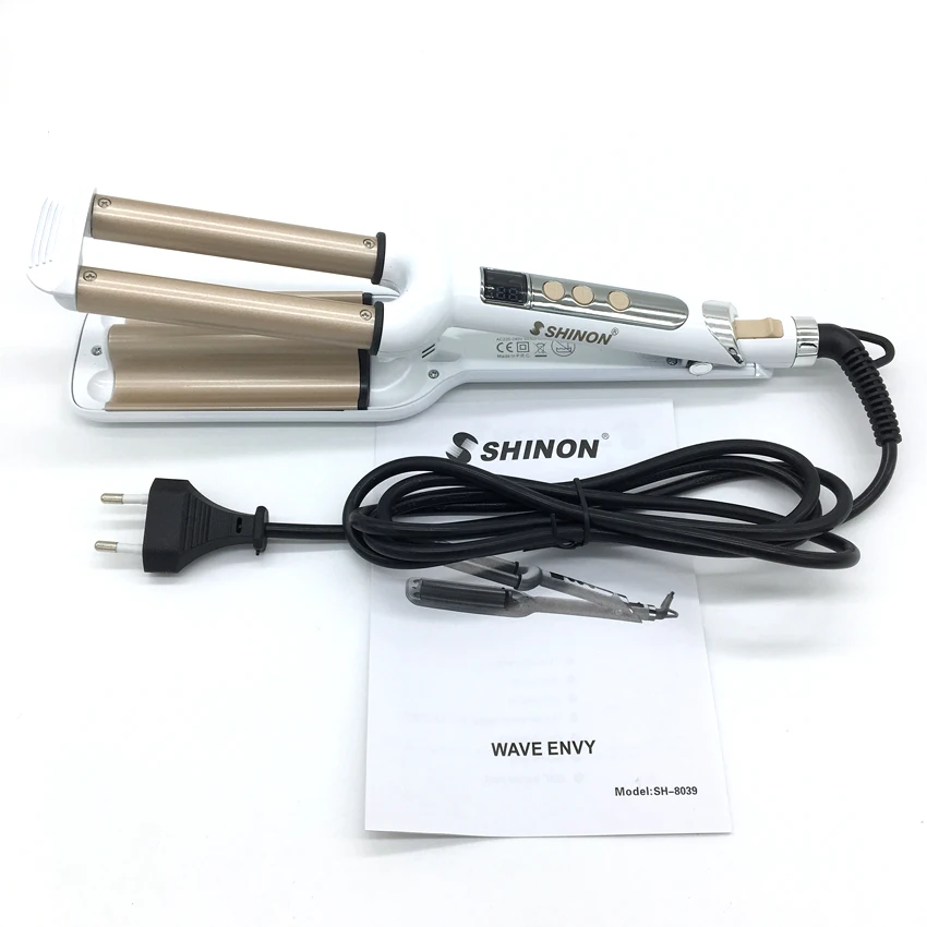 Estilor do Cabelo Modelador de Cabelo Rolo de Cerâmica Waver com Display Ferramenta de Beleza Vacilar Triplo Barrel Cabelo Curling Iron Hair Styling 3 Lcd