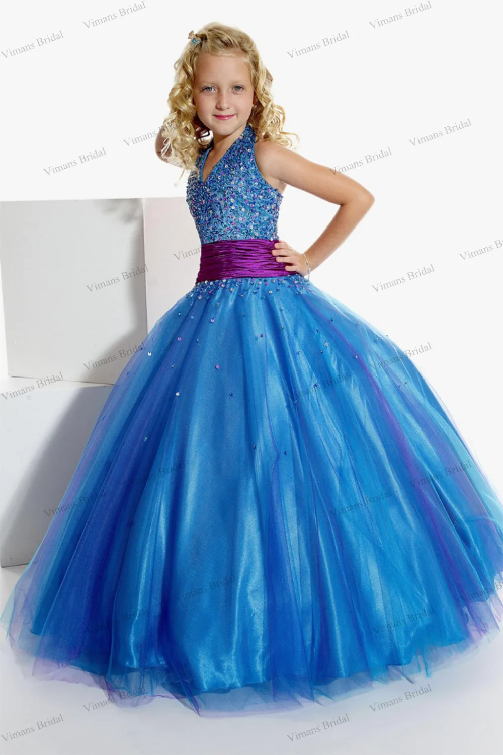 Free Shipping 2015 New Flowergirls Dress Royal Blue ...