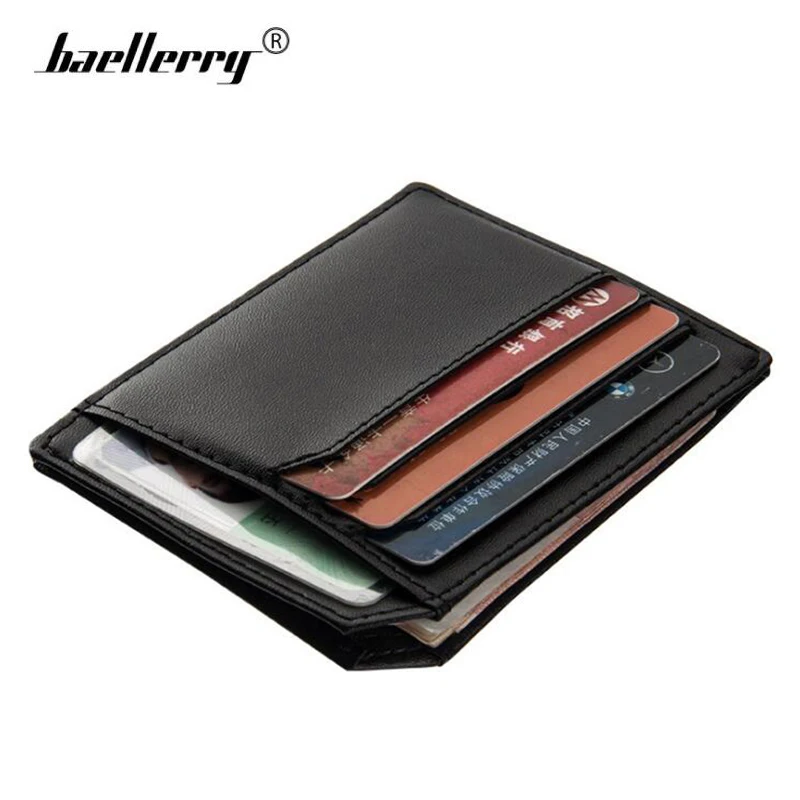 

Baellerry Minimalist Ultra Slim Leather Wallet Men Coin Pocket Wallets Mens Small Credit Card Holders Mini Money Wallet Black