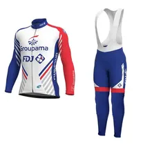 Зимний флисовый pro team groupama FDJ с длинным рукавом, набор велосипедных Джерси, теплый MTB, быстросохнущая велосипедная одежда, Ropa ciclismo, гелевая подкладка