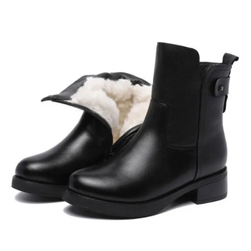 

2018 Winter New Fashion Cow Leather Martin Boots Women Shoes Comfort Platform Shoes Woman Fur One Warm Cotton Shoes Snow Boots