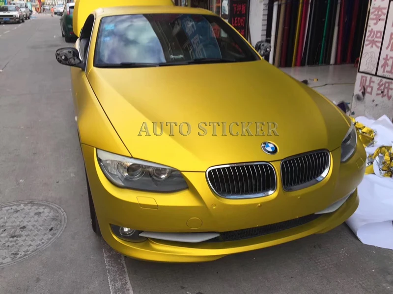 Golden matte metallic car wraps car vinyls 11
