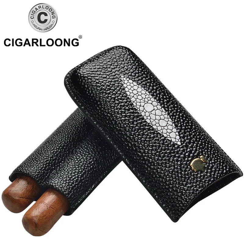 

Cohiba Leather Travel Cigar Case Holder 2 Tube Humidor With CP-1019