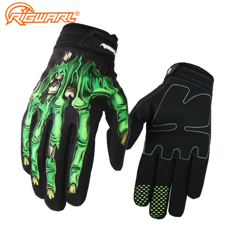 RIGWARL мужские дизайнерские теплые велосипедные перчатки с костями скелета, ветрозащитные водонепроницаемые перчатки с сенсорным экраном на весь палец, спортивные перчатки для горного спорта