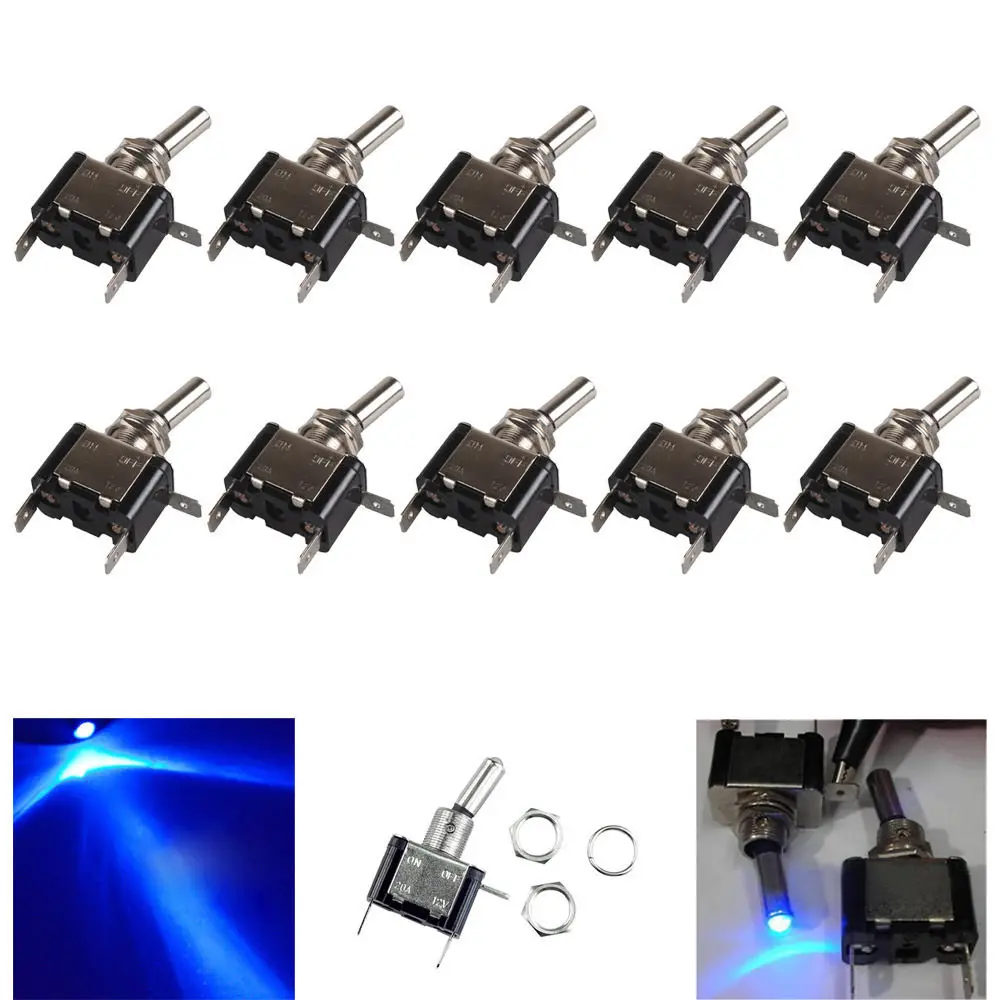 EE support 10 шт. 12В 20A AMP светодиодный тумблер с переключателем SPST двигатель вкл/выкл