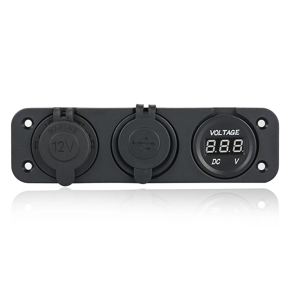 Zeepin 3 In 1 Double USB Car Charger LED Display Voltmeter Power Socket For Universal Boat Marine Vehicle Motorcycle Truck | Автомобили и