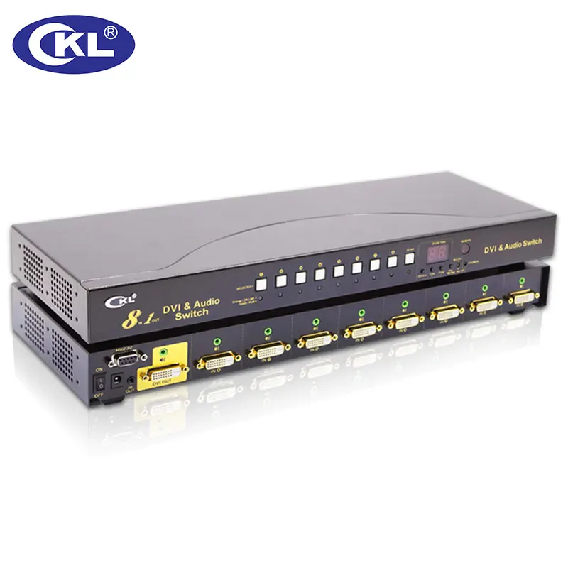 

CKL-81D 8x1 8 Port 8 in 1 out DVI Switch Wth IR Remote Control, RS232 Control, Auto Detection, Auto Scan Function, Support EDID