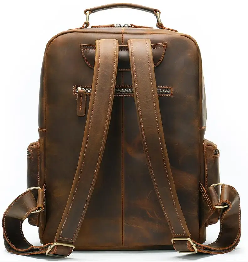 MAHEU, дизайн, Crazy Horse, кожаный рюкзак, для улицы, походный, для путешествий, рюкзак, большая емкость, коровья кожа, винтажный рюкзак для ноутбука