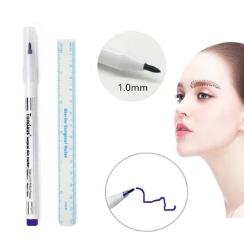 

1Pcs Surgical Skin Marker Permanent Makeup Eyebrow Skin Marker With Measure Ruler Disposable Positioning Cosmetic Tool