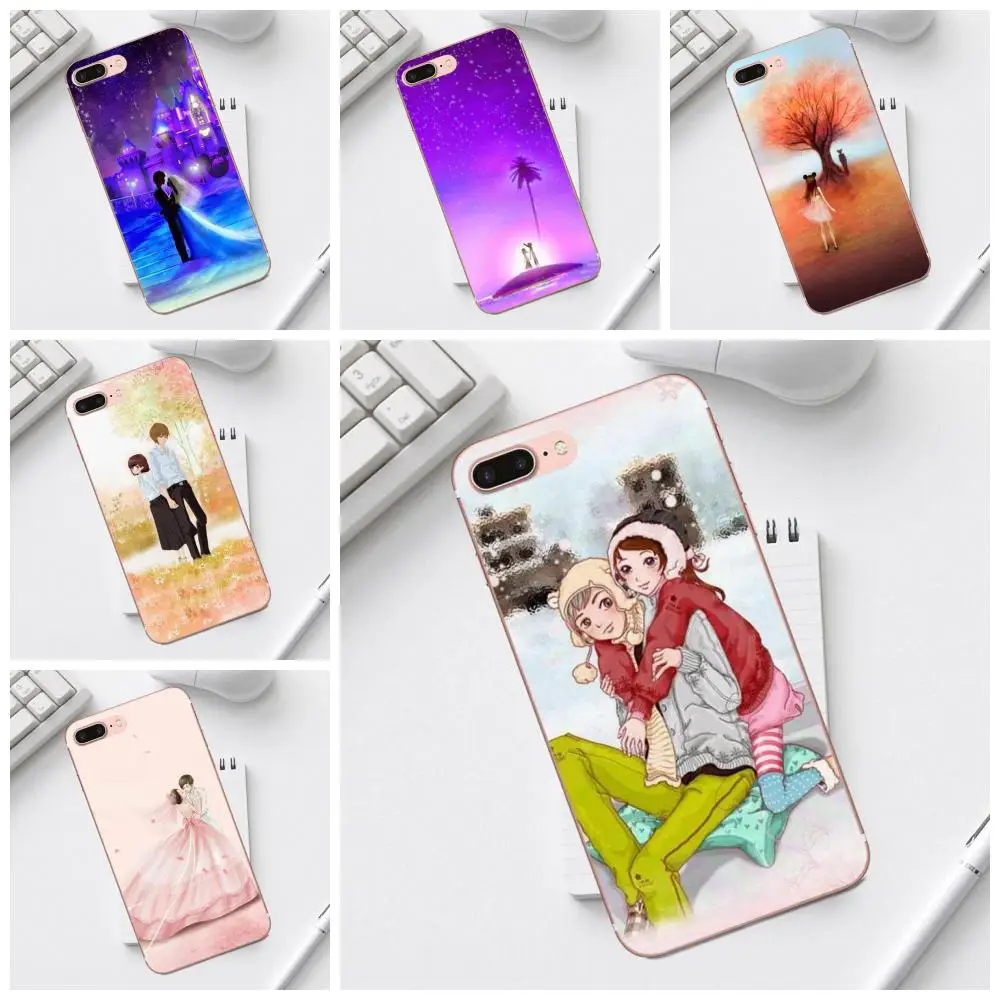 Qdowpz любовь мультфильм тема для Galaxy Alpha Core Prime Note 4 5 8 S3 S4 S5 S6 S7 S8 S9 mini edge Plus Мягкая Мода