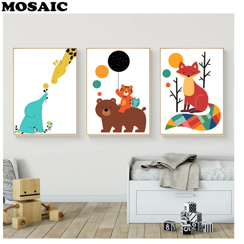 

Full square/round Diamond 5D DIY Diamond Painting cartoon fox picture diamond Cross Stitch Rhinestone Mosaic Painting 3pcs Decor