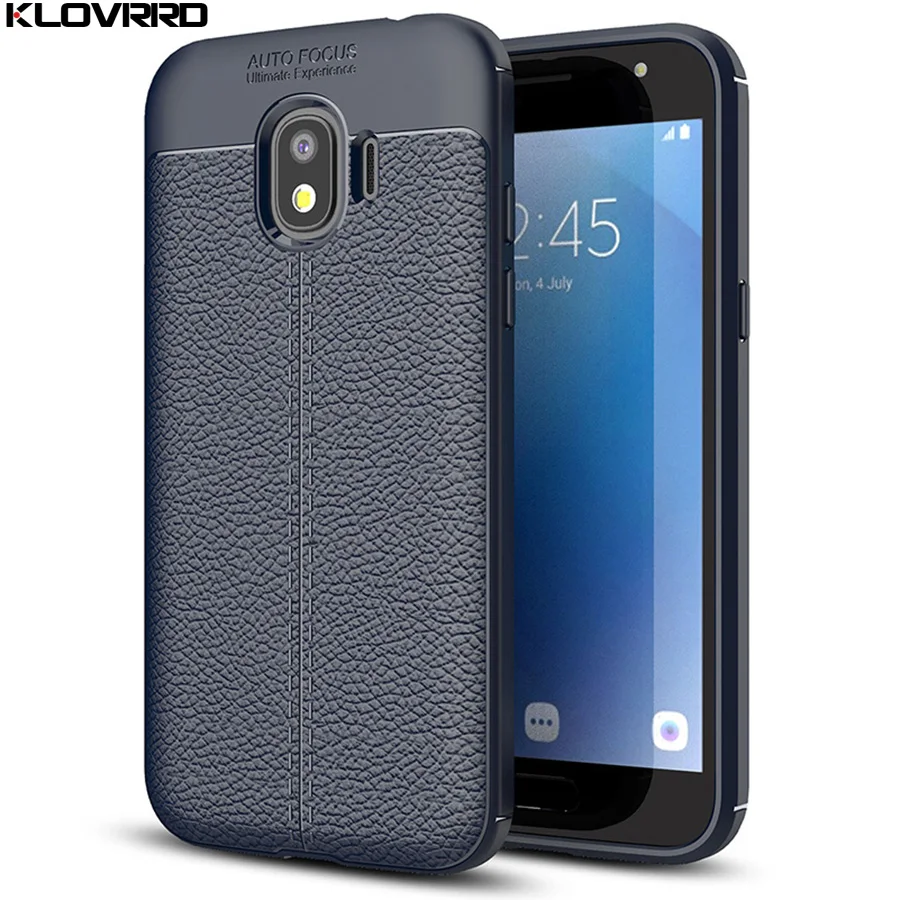 KLOVRRD Luxury Litchi Leather Case For Samsung Galaxy J2 Pro 2018 TPU Soft Phone Cases For