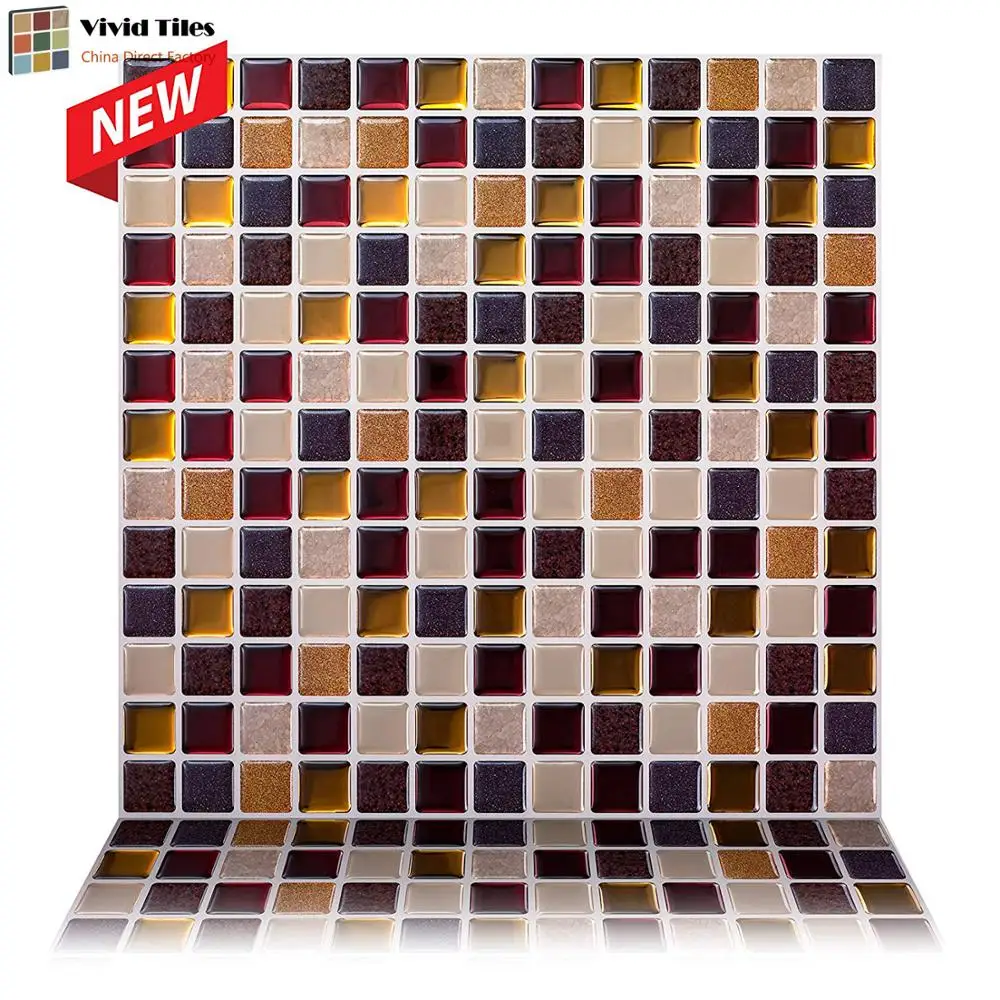 

Magic Gel Tiles Self Stick Mosaic Tile for Kitchen and Bathroom Backsplash Creative Brick Crystal Wallpaper - 1 Sheet