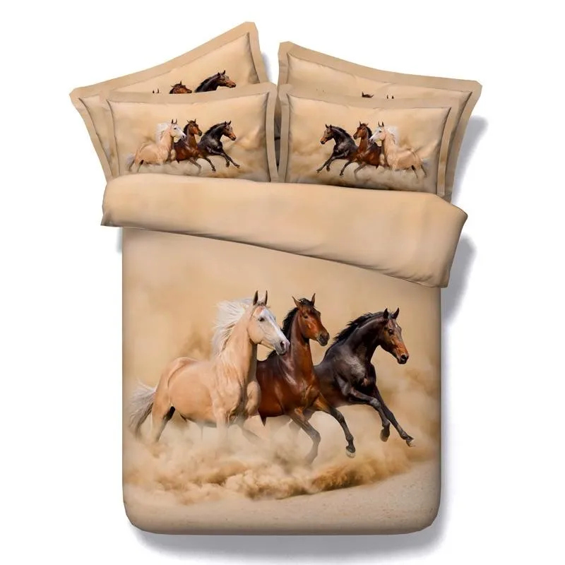 Лошадь постельное белье, одеяло, пододеяльник покрывала Кровать в мешке льняные простыни Doona Твин Полный Королева super king size двойной один