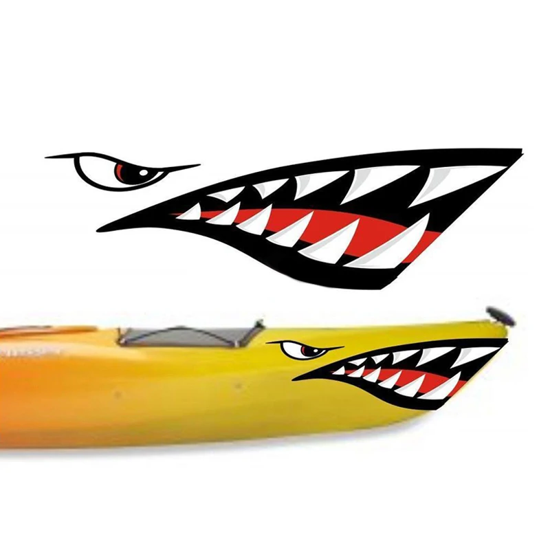 

Waterproof 2 Pieces Shark Teeth Mouth Decal Stickers for Kayak Canoe Dinghy Boat Durable Stickers Home Car Window Decor