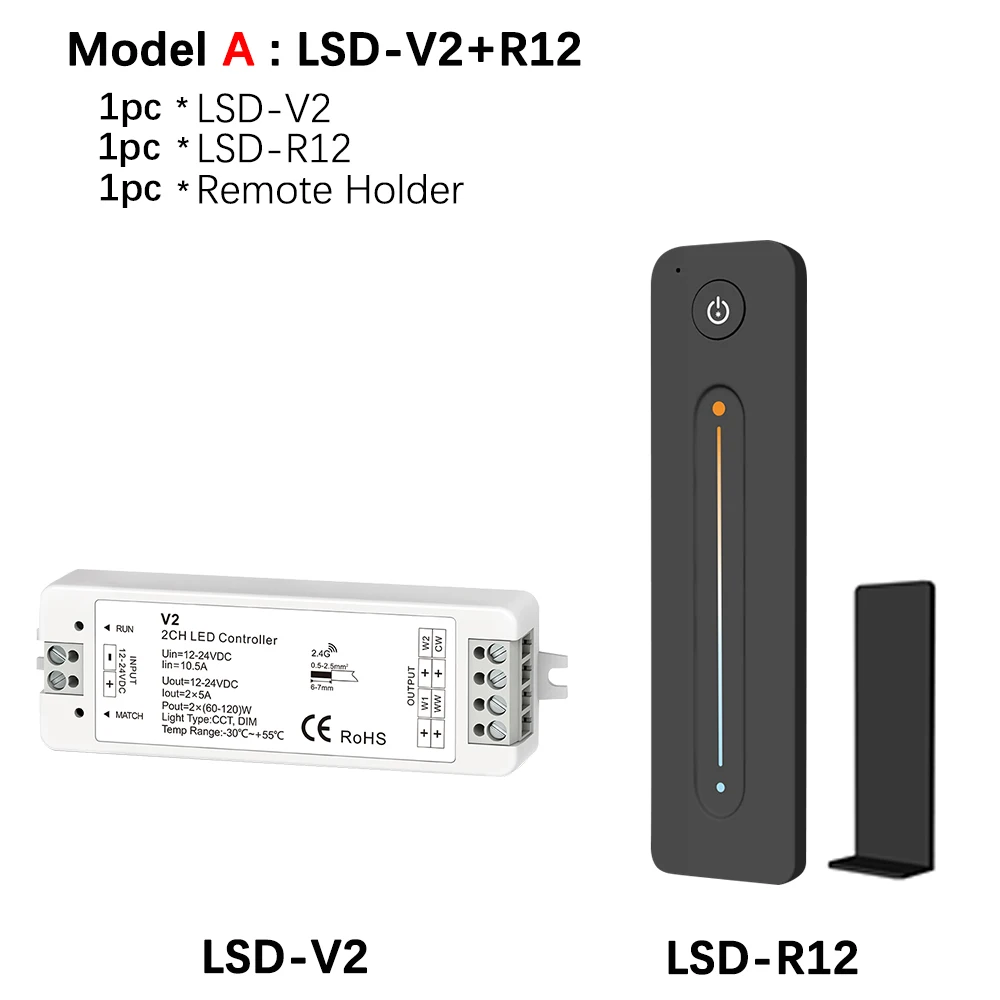 Lisxchda теплый белый свет/холодный белый двойной Цвет Светодиодные ленты 4-Зона CCT DC12V 24V 10A 2,4G RF Беспроводной с Wi-Fi и дистанционным управлением Совместимость - Цвет: Model A