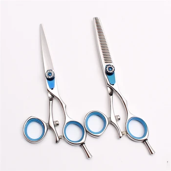 

6" 17.5cm 440C Customized Logo Shiny Haircut Set Cutting Shears Thinning Scissors Professional Hair Scissors Swivel Handle C9019