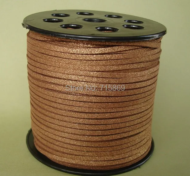 

Free Shipp Metallic Golden 3mm 10mters Flat Faux Suede Leather Cord for Jewellery Making and Crafts Beads