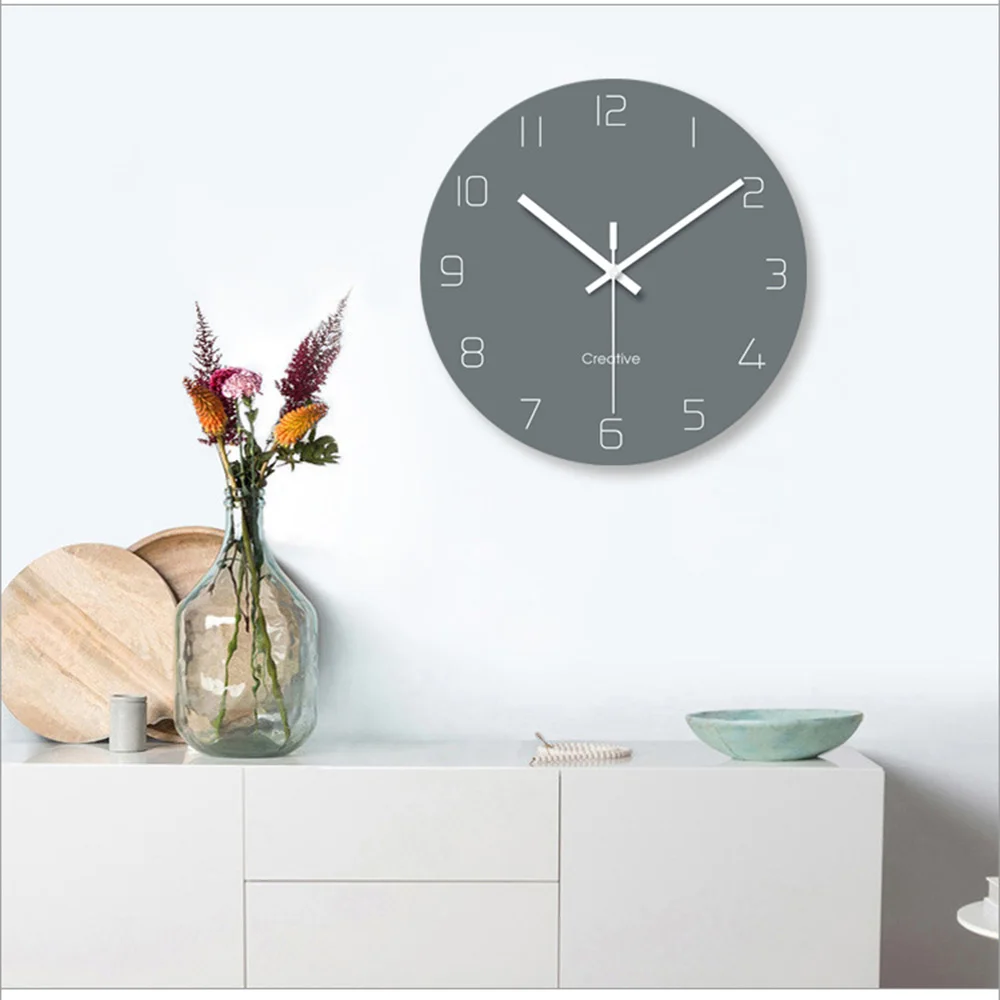 Reloj de pared de 12 pulgadas nórdico hogar silencioso sala de estar dormitorio minimalista moderno decorativo Reloj de pared de cuarzo relojes redondos Reloj de pared de 12 pulgadas nórdico hogar silencioso sala de estar dormitorio minimalista moderno decorativo Reloj de pared de cuarzo relojes redondos