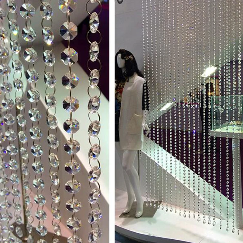 1M Glass Plastic Crystal Garland Chain Hanging Diamond Bead Wedding Tree Decor 