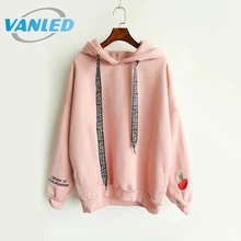Hoodie With Hood Kawaii Cashmere Women Hoodies Cute Pattern Embroidered Letter Drawstring Harajuku Street Thick Sweet Pullovers
