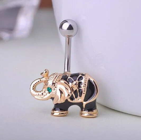 

Luxury Brand Elephant Navel Piercing Body Jewelry Collar Enamel Belly Button Rings Percing Gold Pirsing Ouro Evening Bijoux VAZ