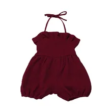 Г. летние детские однотонные подтяжки для девочек, хлопковые эластичные штаны без рукавов на лямках винно-Красного цвета комбинезоны, брюки, комбинезон