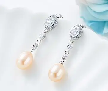 UXN129 925 Silver Zircon Earrings Wedding, Engagement Birthday Party, Zircon Earrings Gift