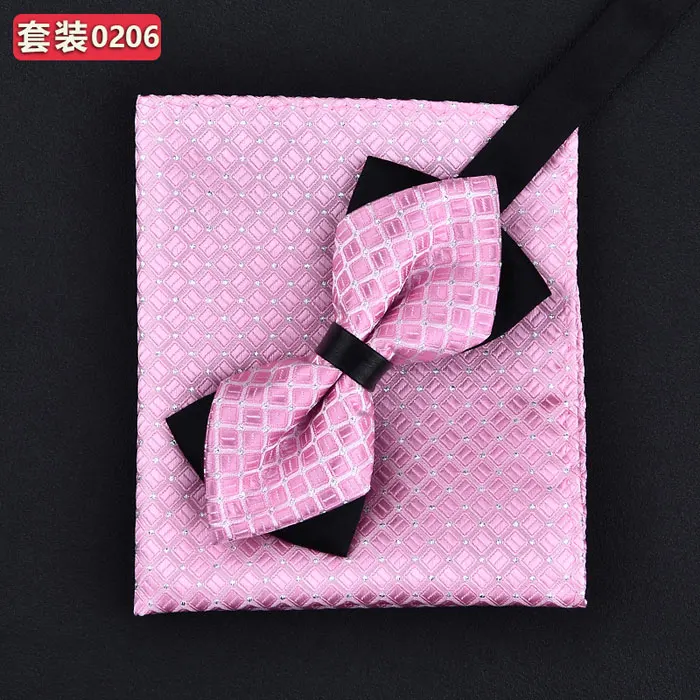 11 цветов модный мужской галстук-бабочка и карманные квадраты мужской галстук-бабочка носовой платок набор свадебный винтажный галстук - Цвет: O206