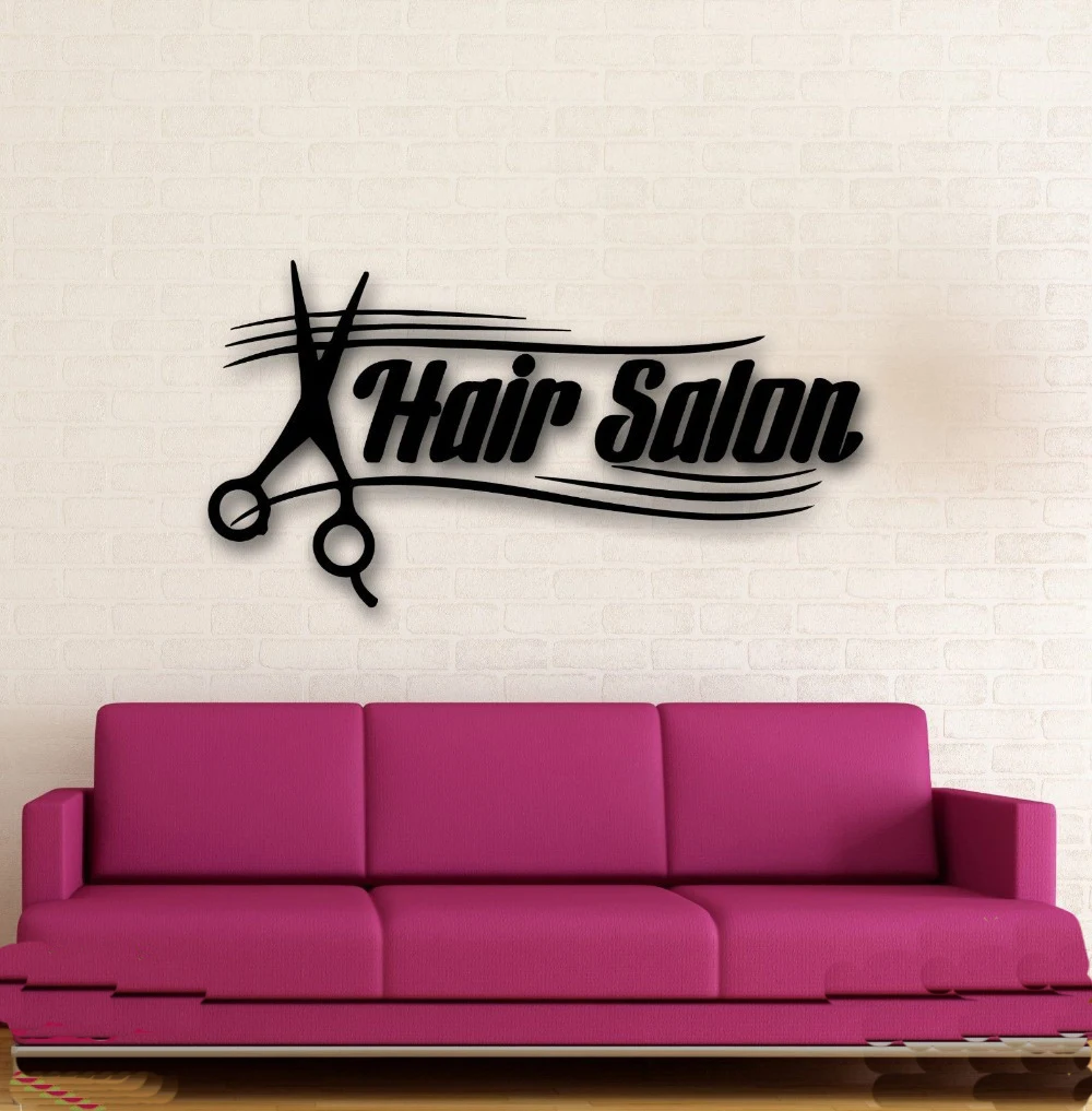 

Wall Stickers Vinyl Decal Hair Spa Salon Sign Scissors Barbershop Style