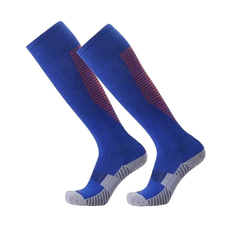 

Non-slip soccer sports socks high tube socks Men Women Lycra Cotton Warm Thicken Striped Towel Bottom Soccer Football Socks