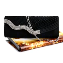 THINKTHENDO Горячая атласная со стразами плиссированная Хрустальная вечерняя сумочка Свадебные вечерние Сумочка-клатч