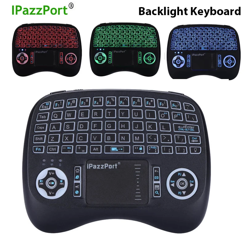 

backlit Mini 2.4ghz Wireless Keyboard English Russian Spanish 3 colors Air Mouse with Touchpad Remote Control for Android TV Box